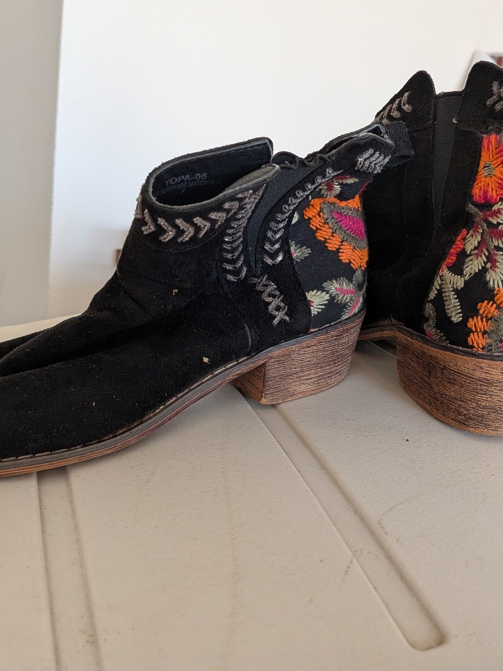 Black Embroidered Ankle Boots - Women's Fashion Booties